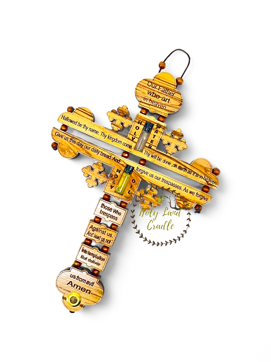 Olive Wood The Lord's Prayer Cross