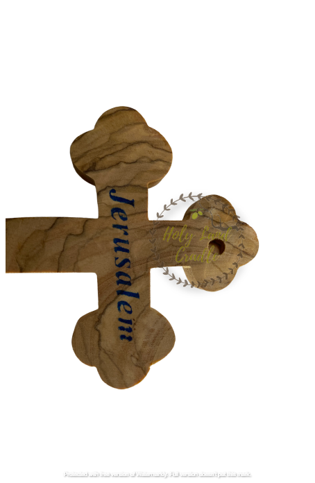 Olive Wood Cross with Silver Plated Crucifix, 1 Glass