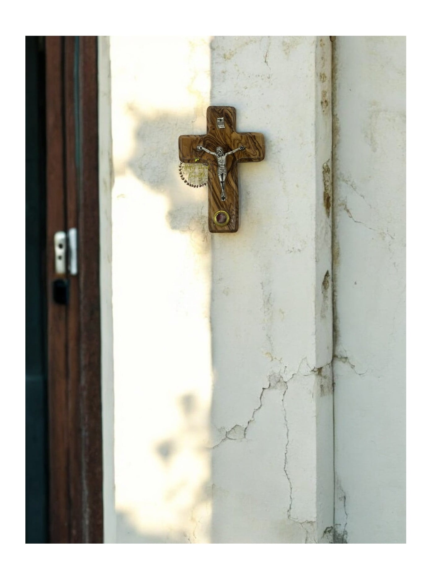 Olive Wood Cross with Corpus and Incense