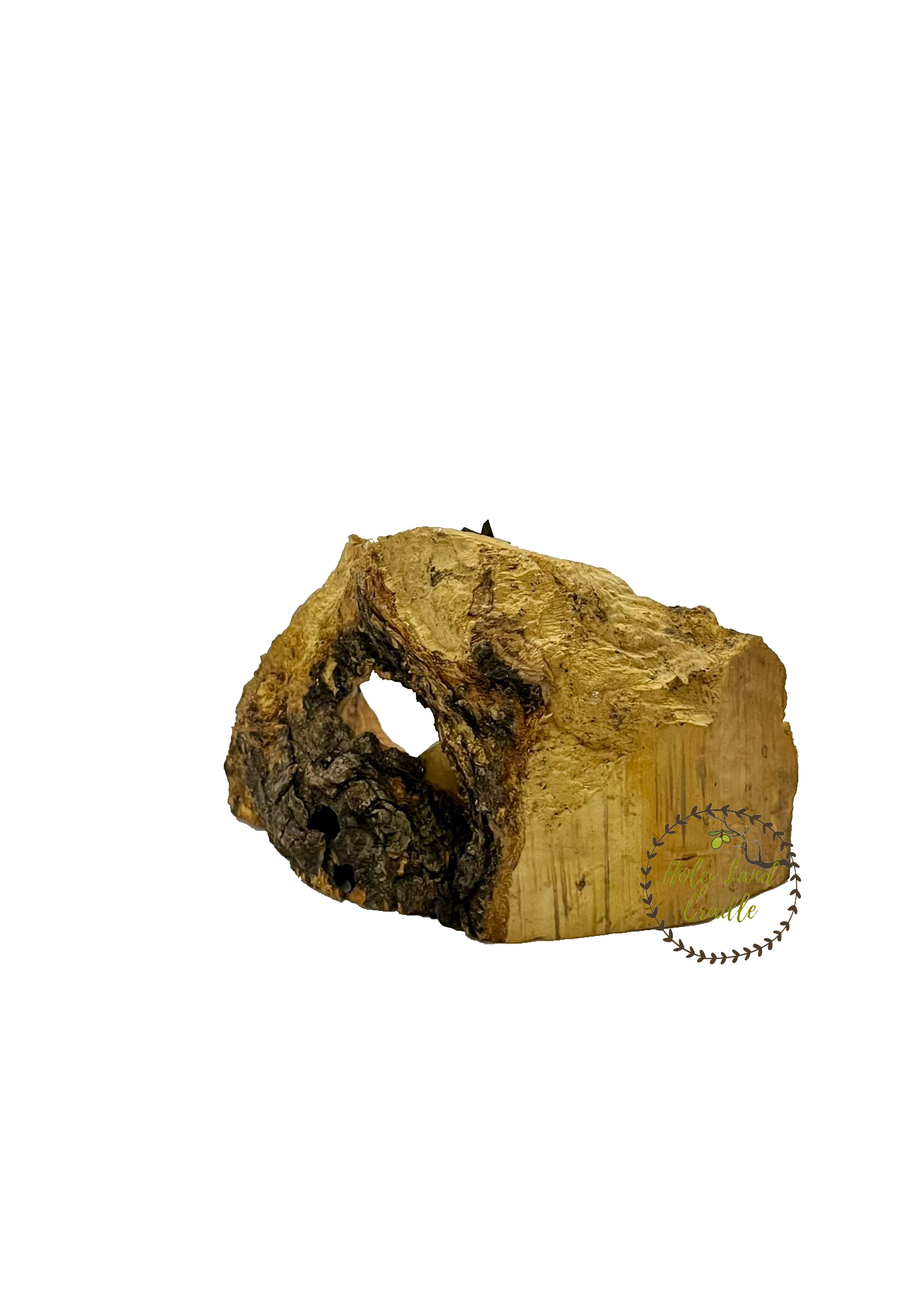 Olive Wood Nativity With Natural Wood Bark