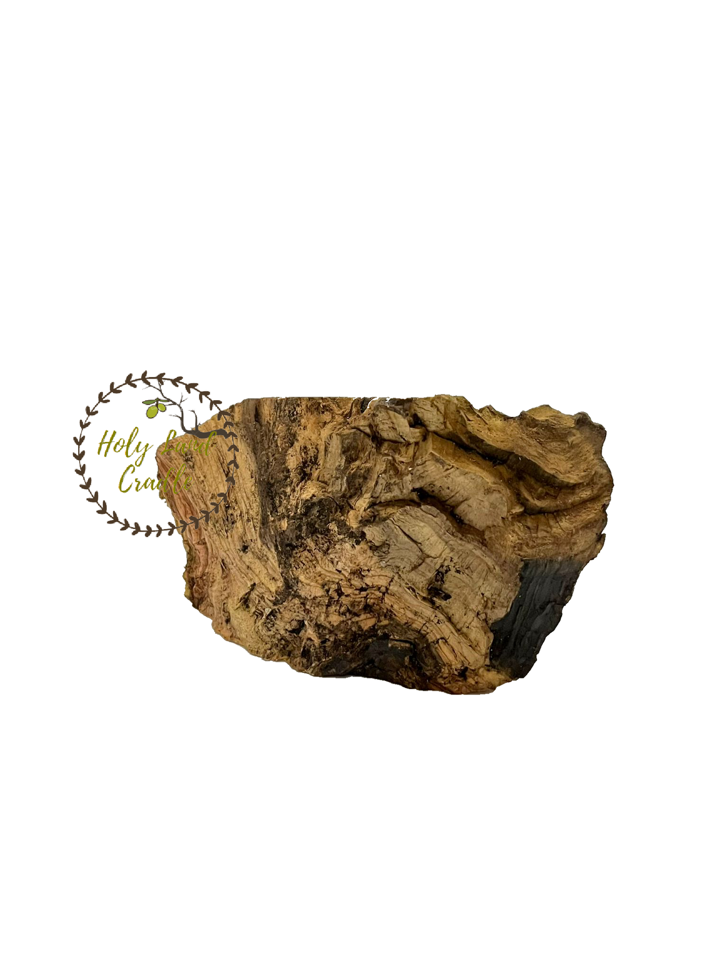 Olive Wood Nativity With Natural Wood Bark