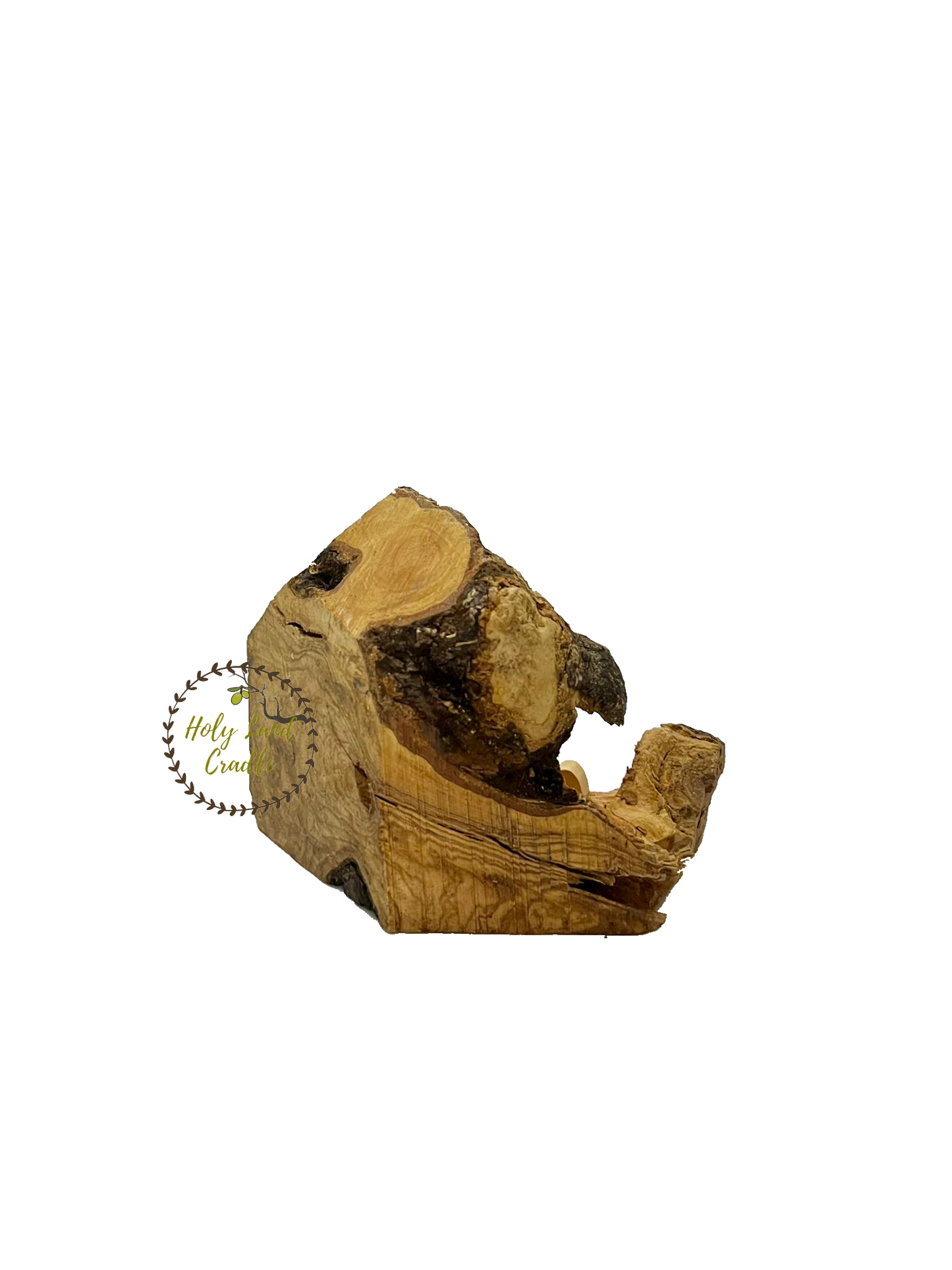 Olive Wood Nativity With Natural Wood Bark