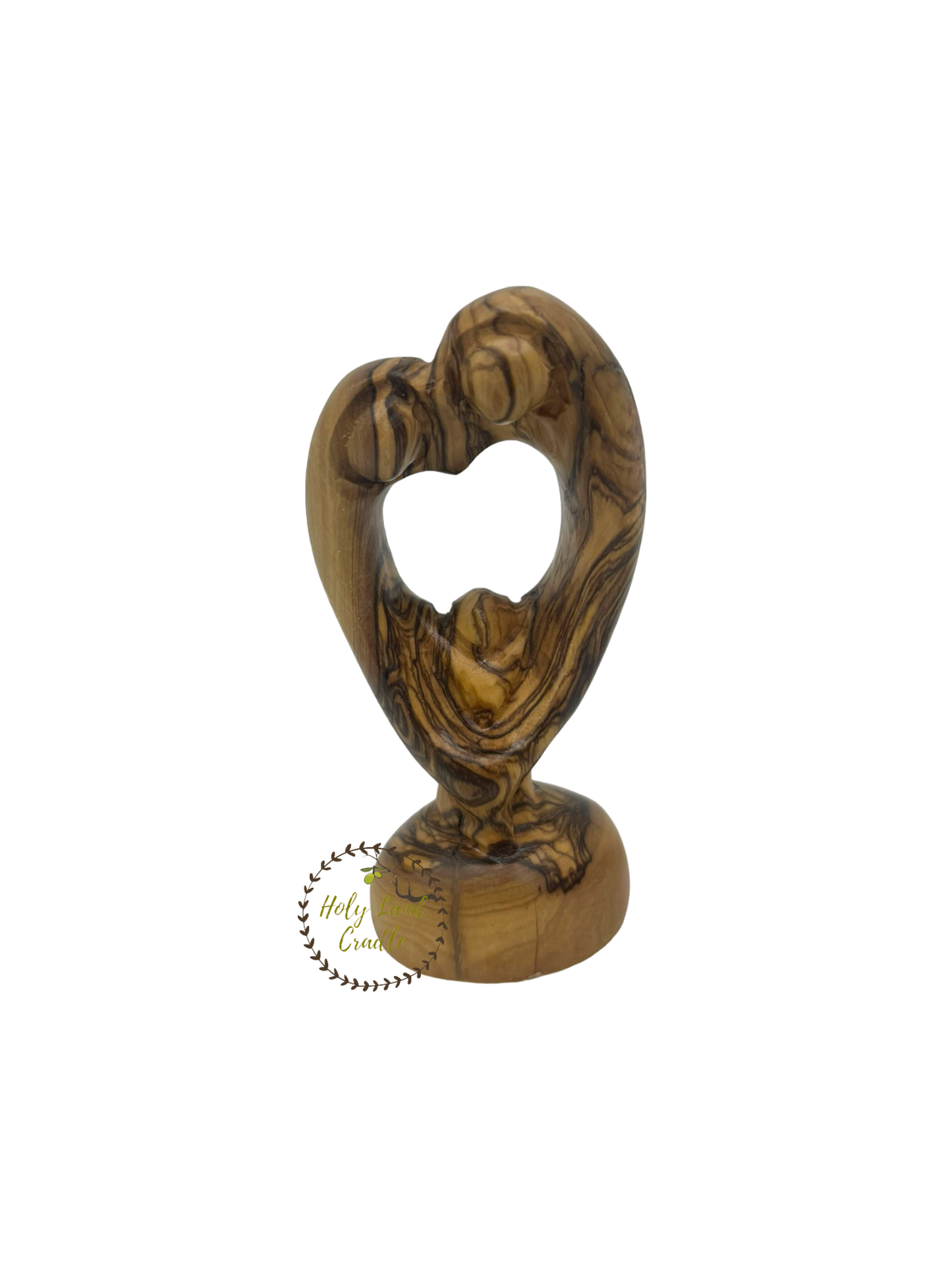 Olive Wood Abstract Holy Family, Heart Shaped