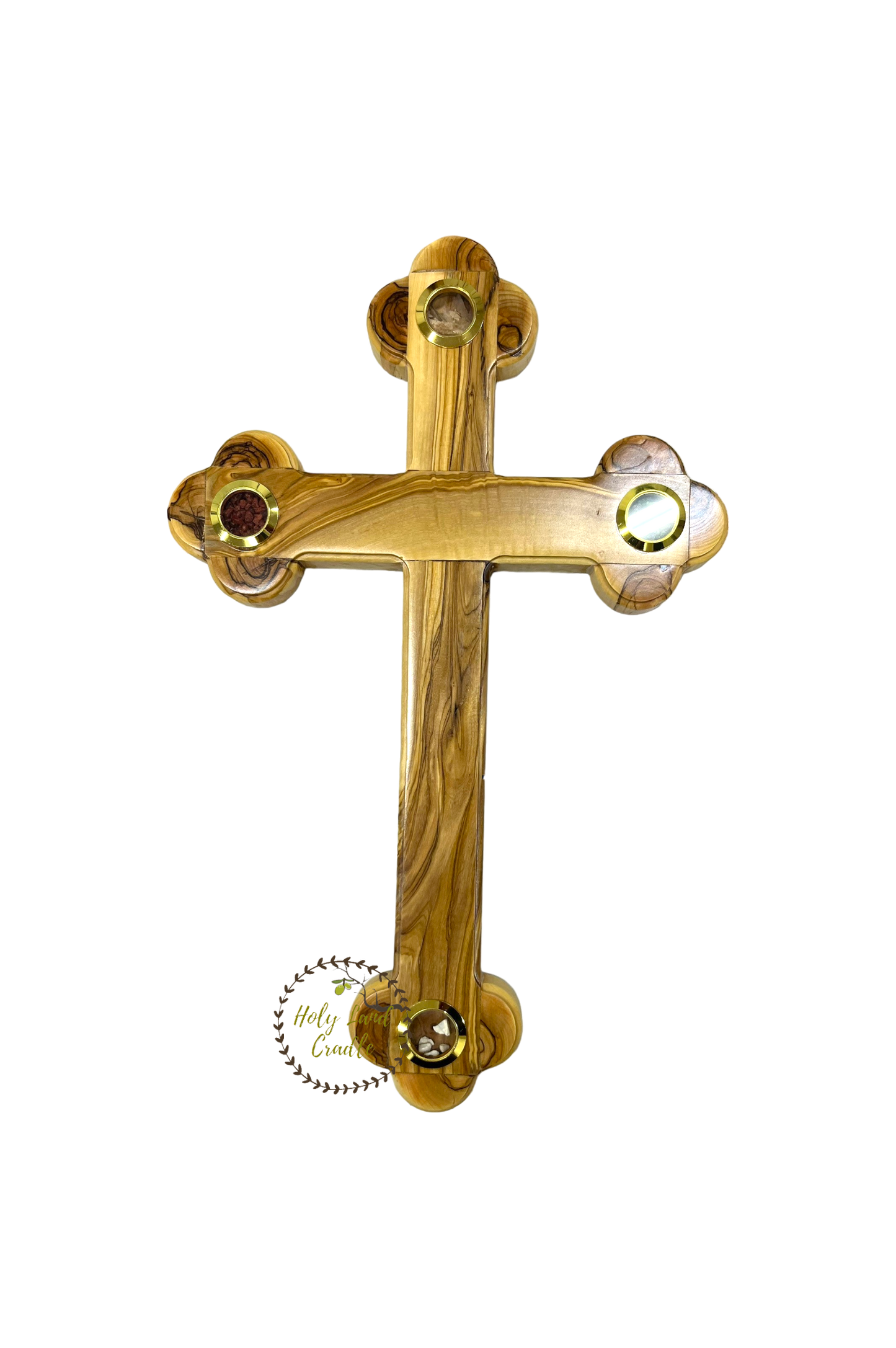 Olive Wood Plain Cross with 4 Glasses