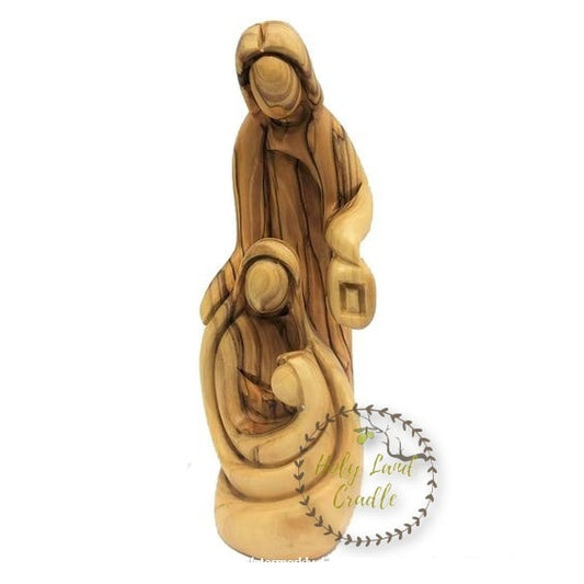 Olive Wood Abstract Lantern Holy Family