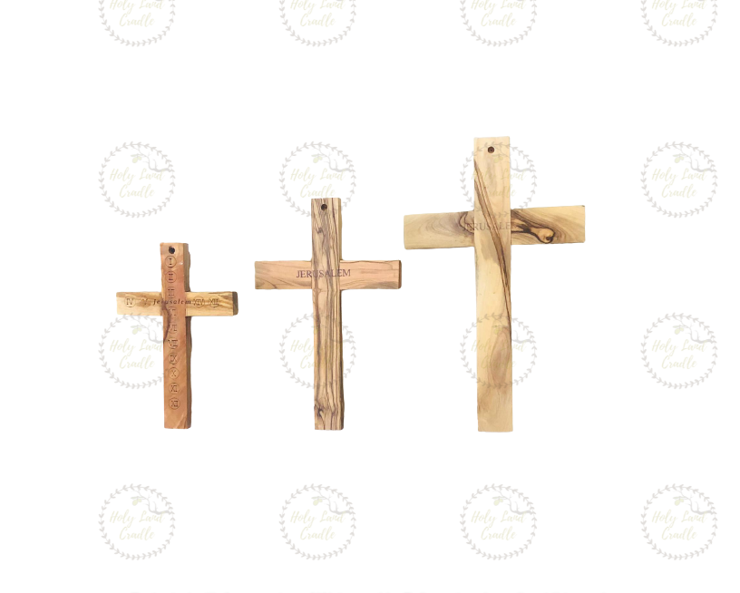 Olive Wood Cross With Corpus & Glasses