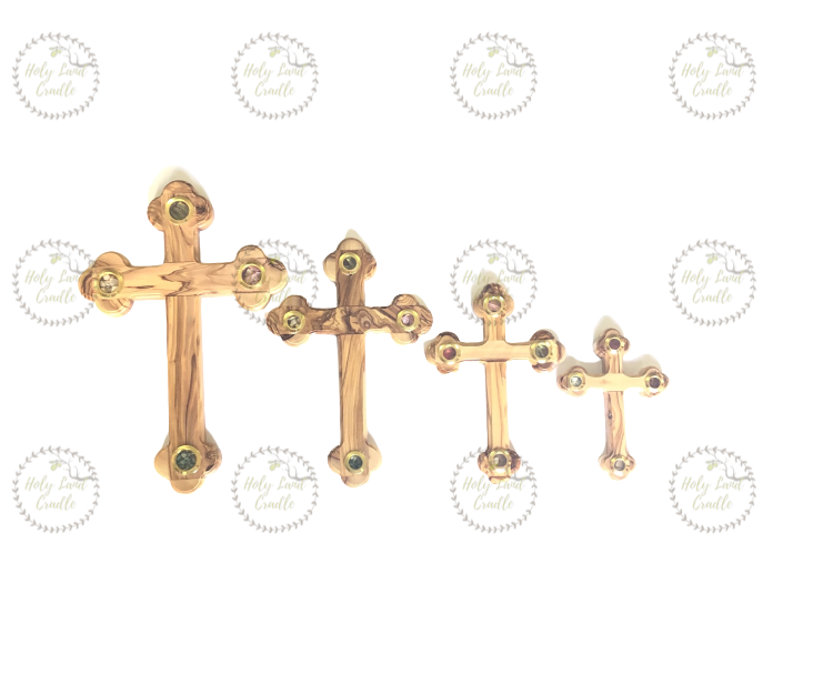 Olive Wood Cross With 4 glasses