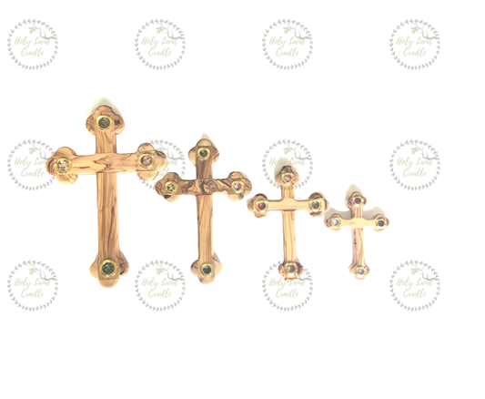 Olive Wood Cross With 4 glasses