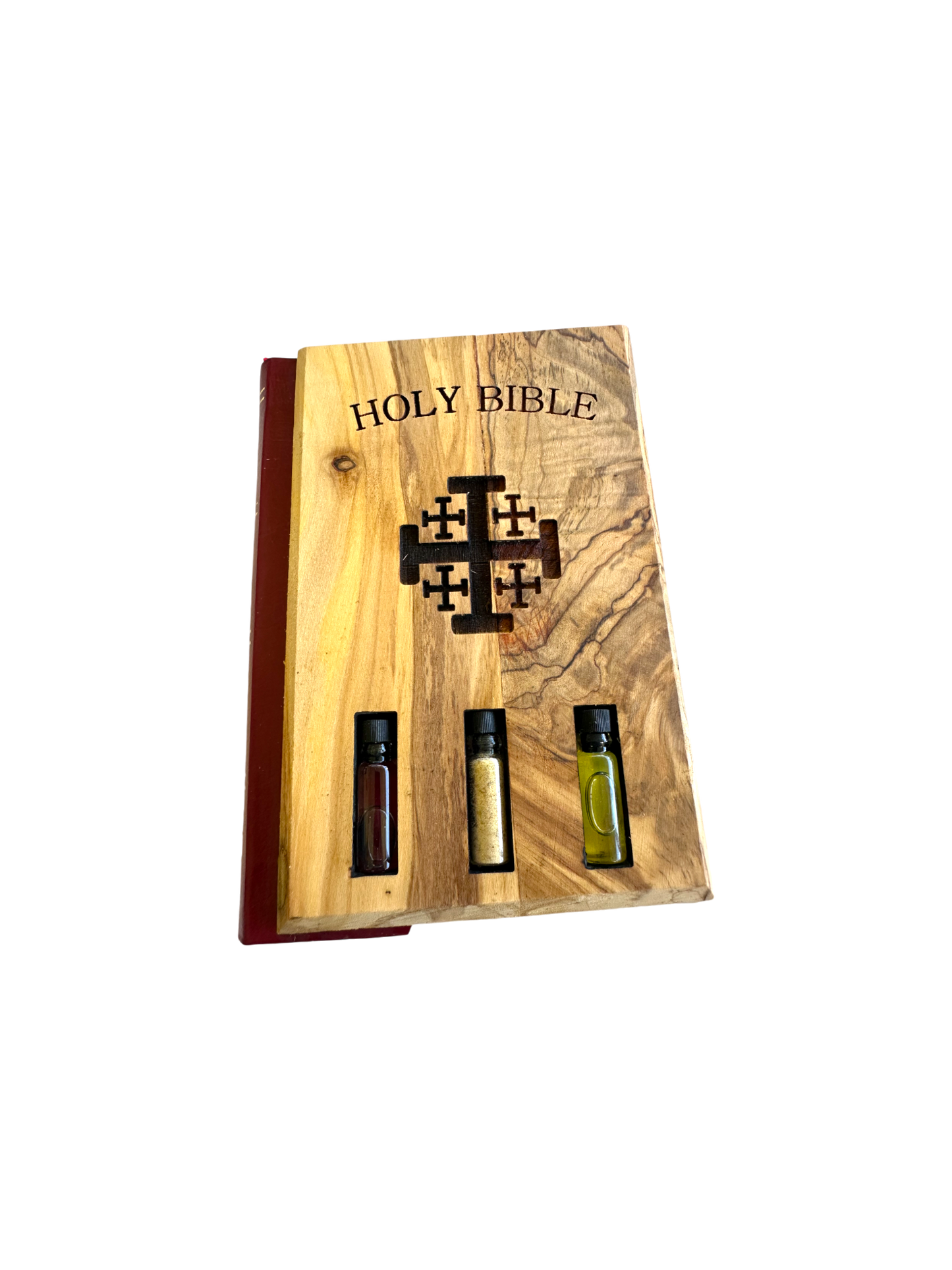 Olive Wood Cover' Bible In English & Spanish
