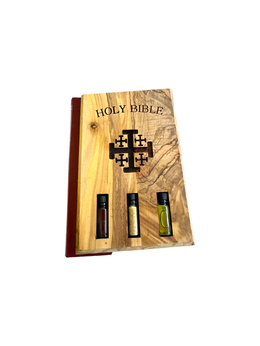 Olive Wood Cover' Bible In English & Spanish