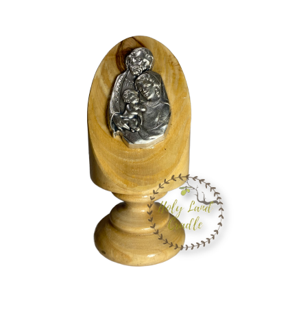 Olive Wood Base, Silver Plated Icon Holy Family