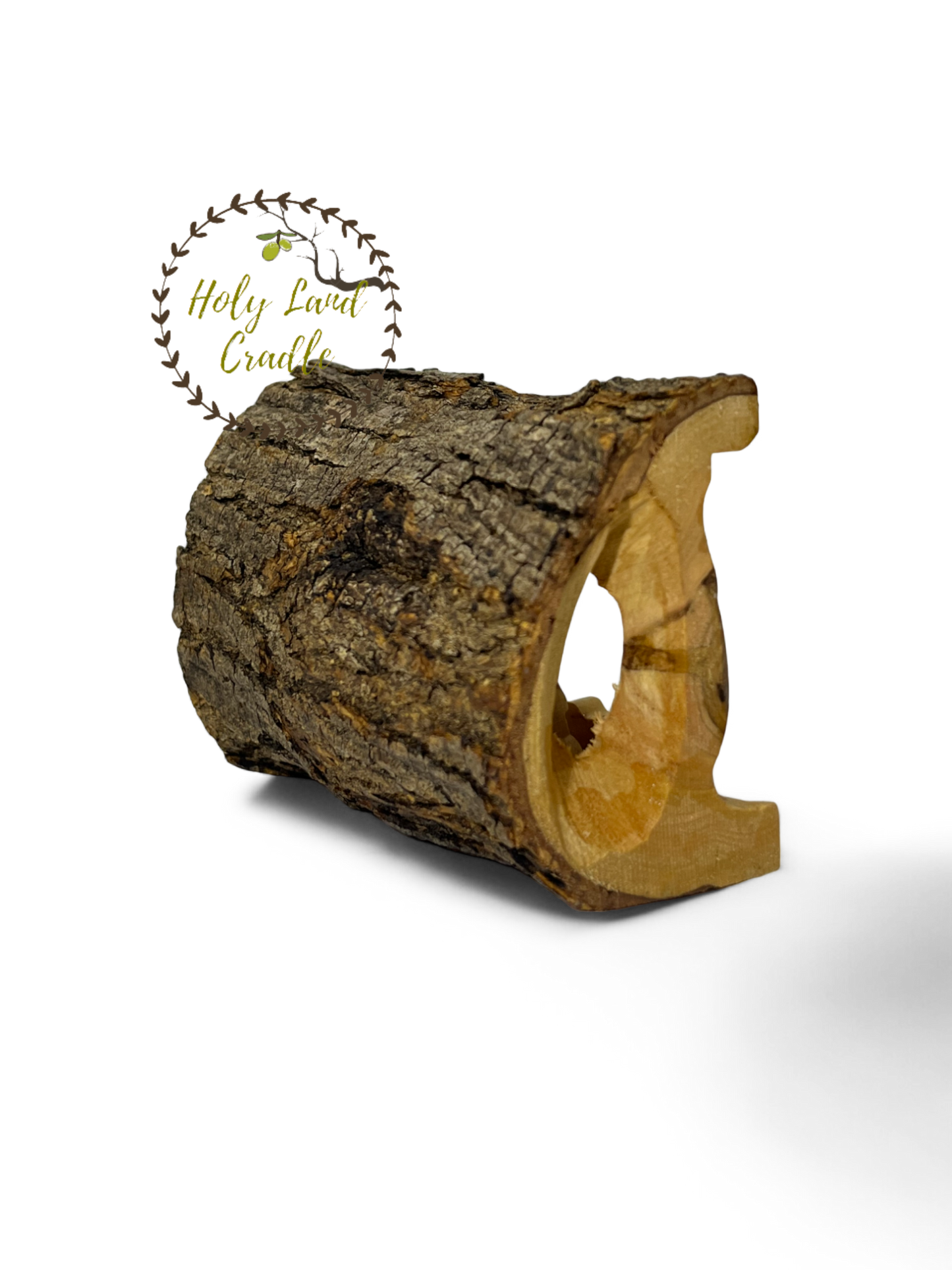 Olive Wood Nativity With Natural Wood Bark