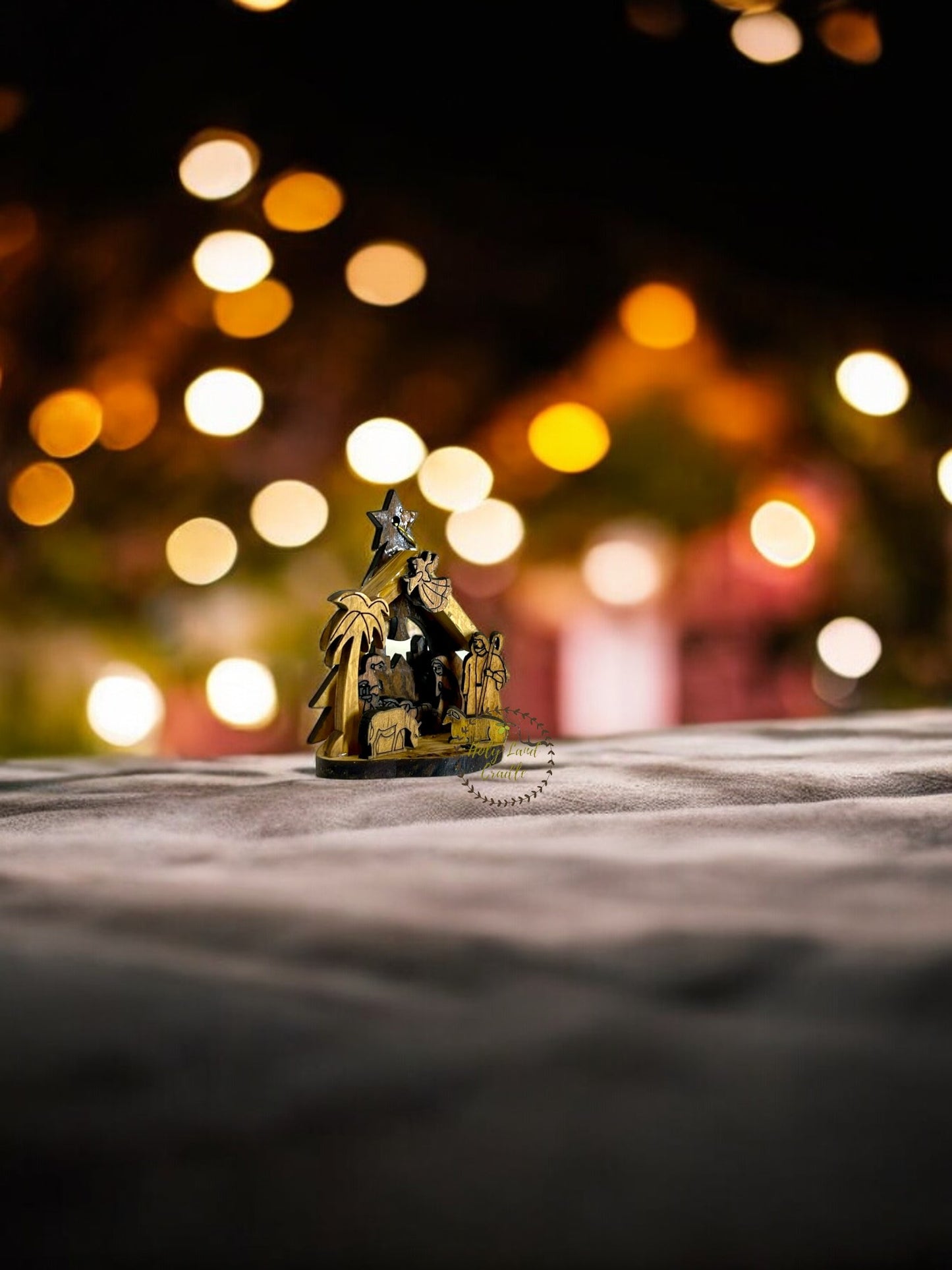 Olive Wood Nativity Ornament In A Christmas Box