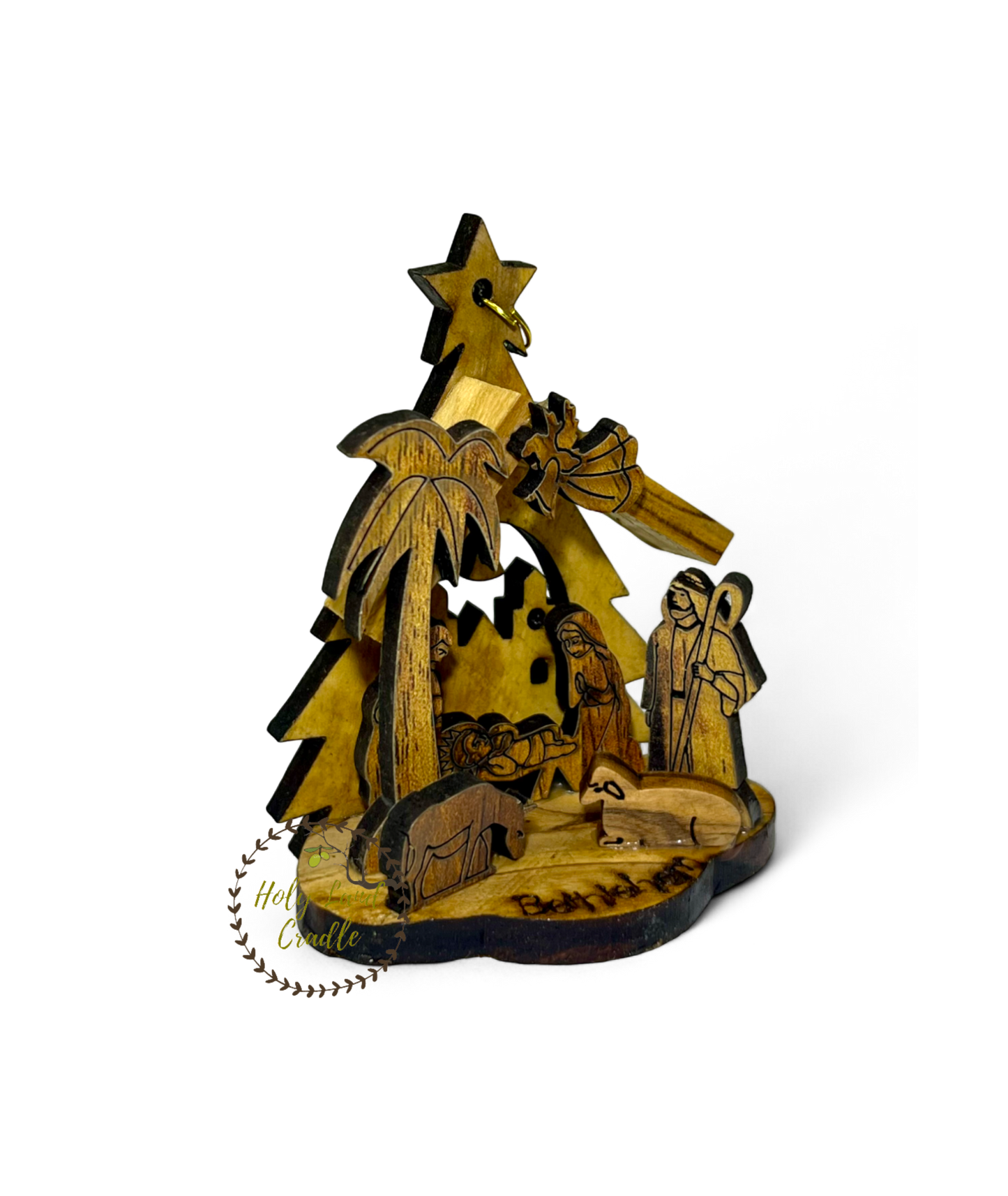 Olive Wood Nativity Ornament In A Christmas Box