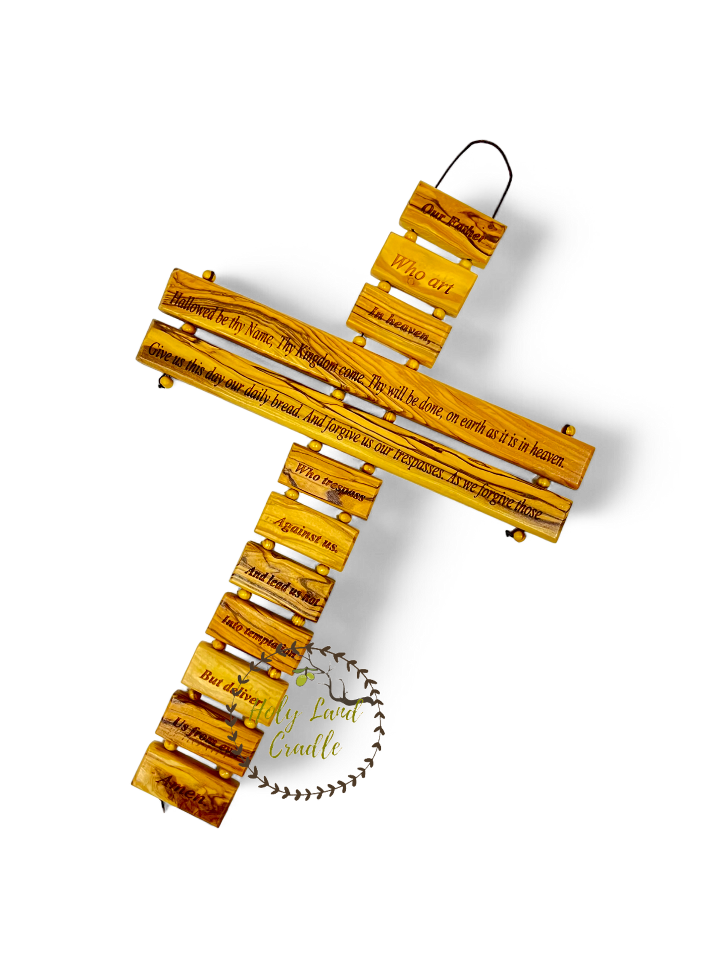 Olive Wood "The Lord's Prayer" on a Cross