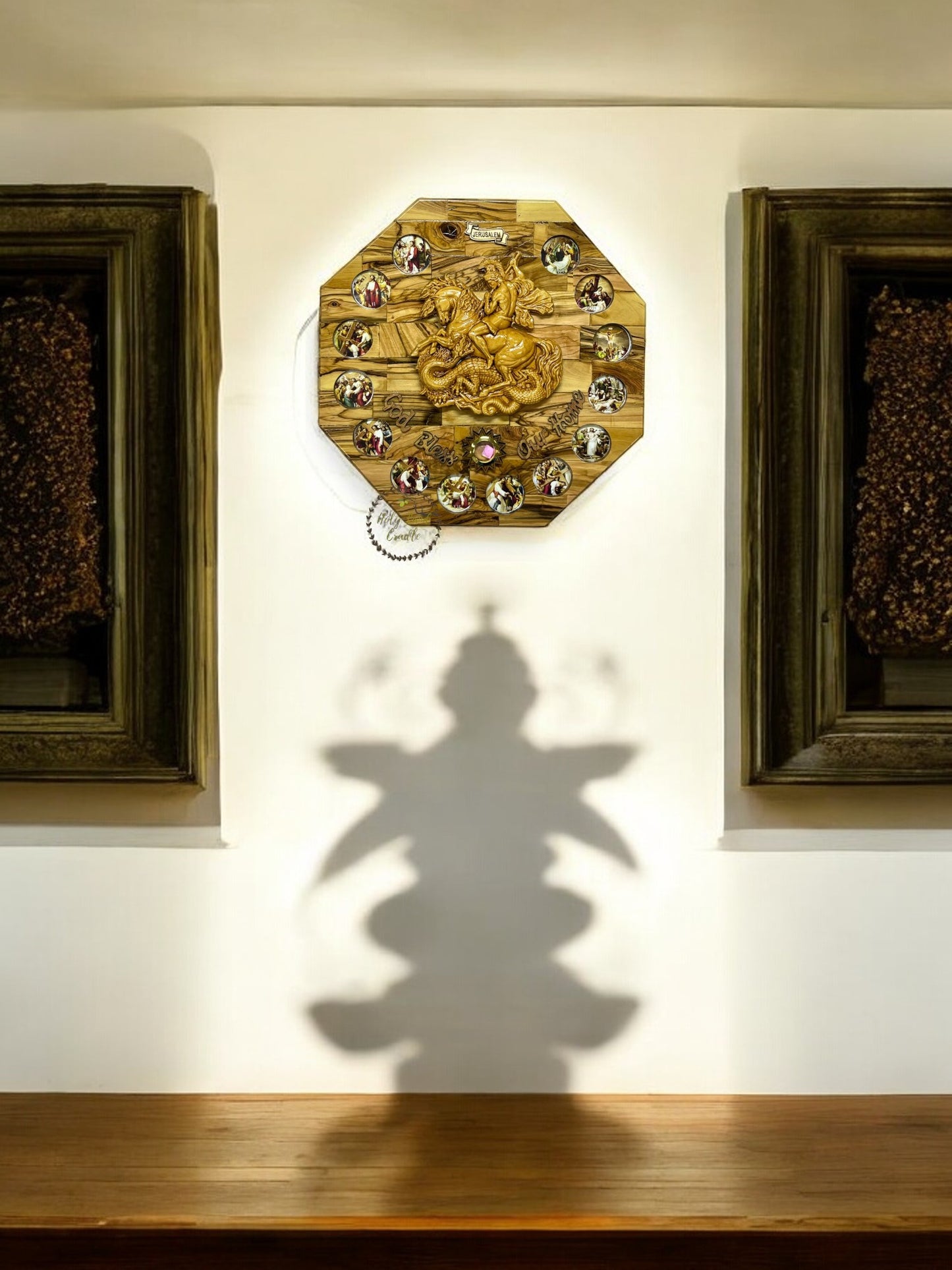 Olive Wood St. George with 14 Station