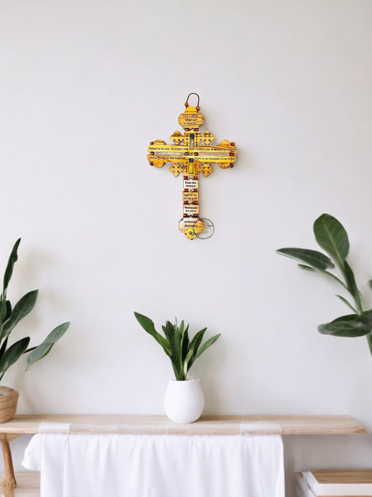Olive Wood The Lord's Prayer Cross