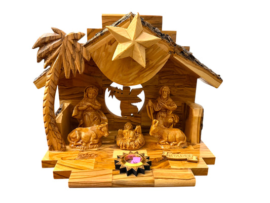 Olive Wood Musical Nativity Scene V-S