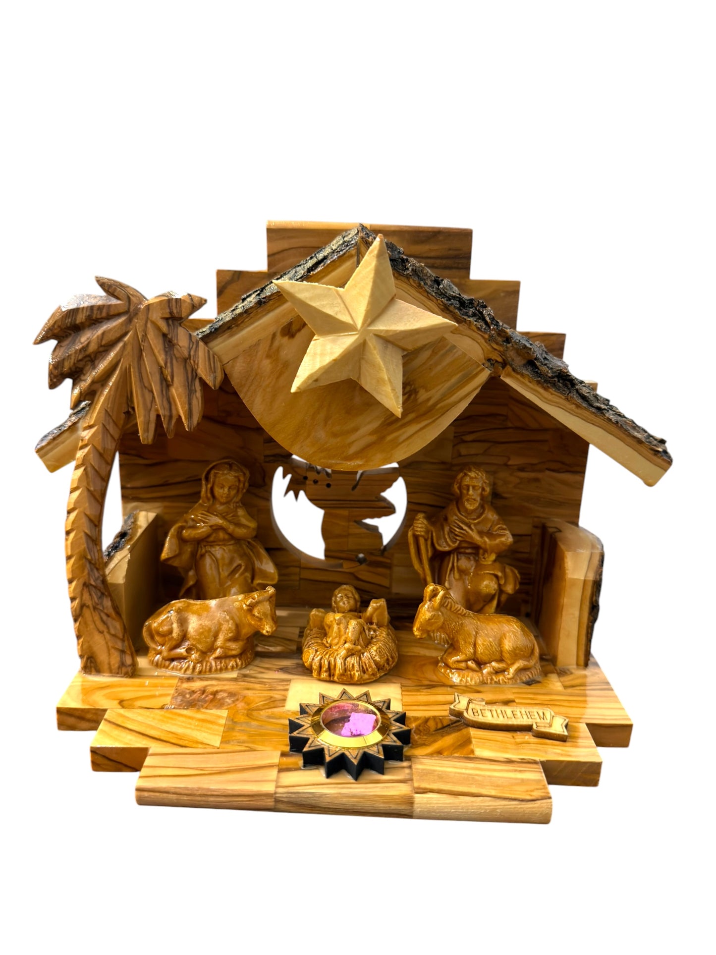 Olive Wood Musical Nativity Scene V-S