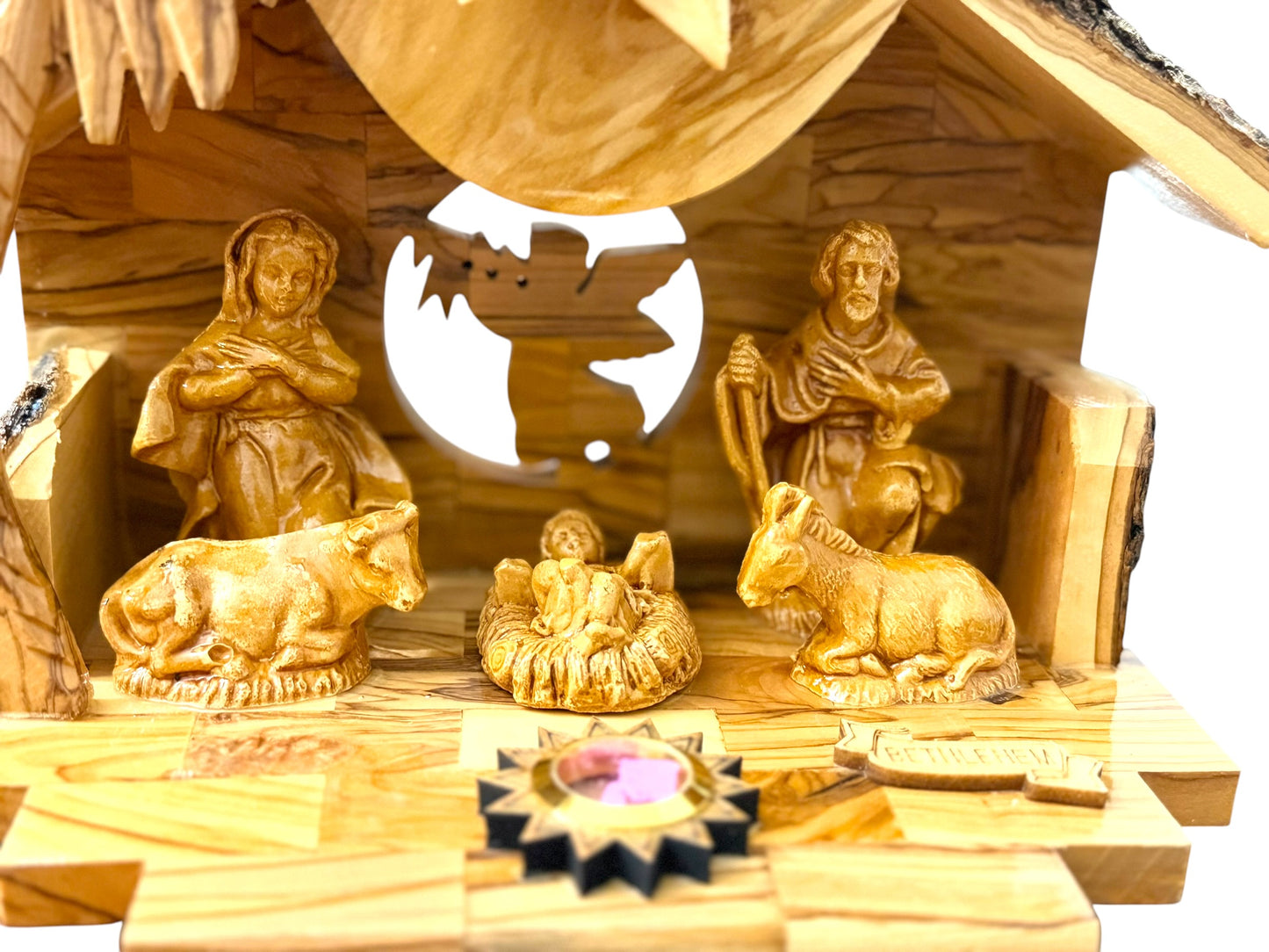 Olive Wood Musical Nativity Scene V-S
