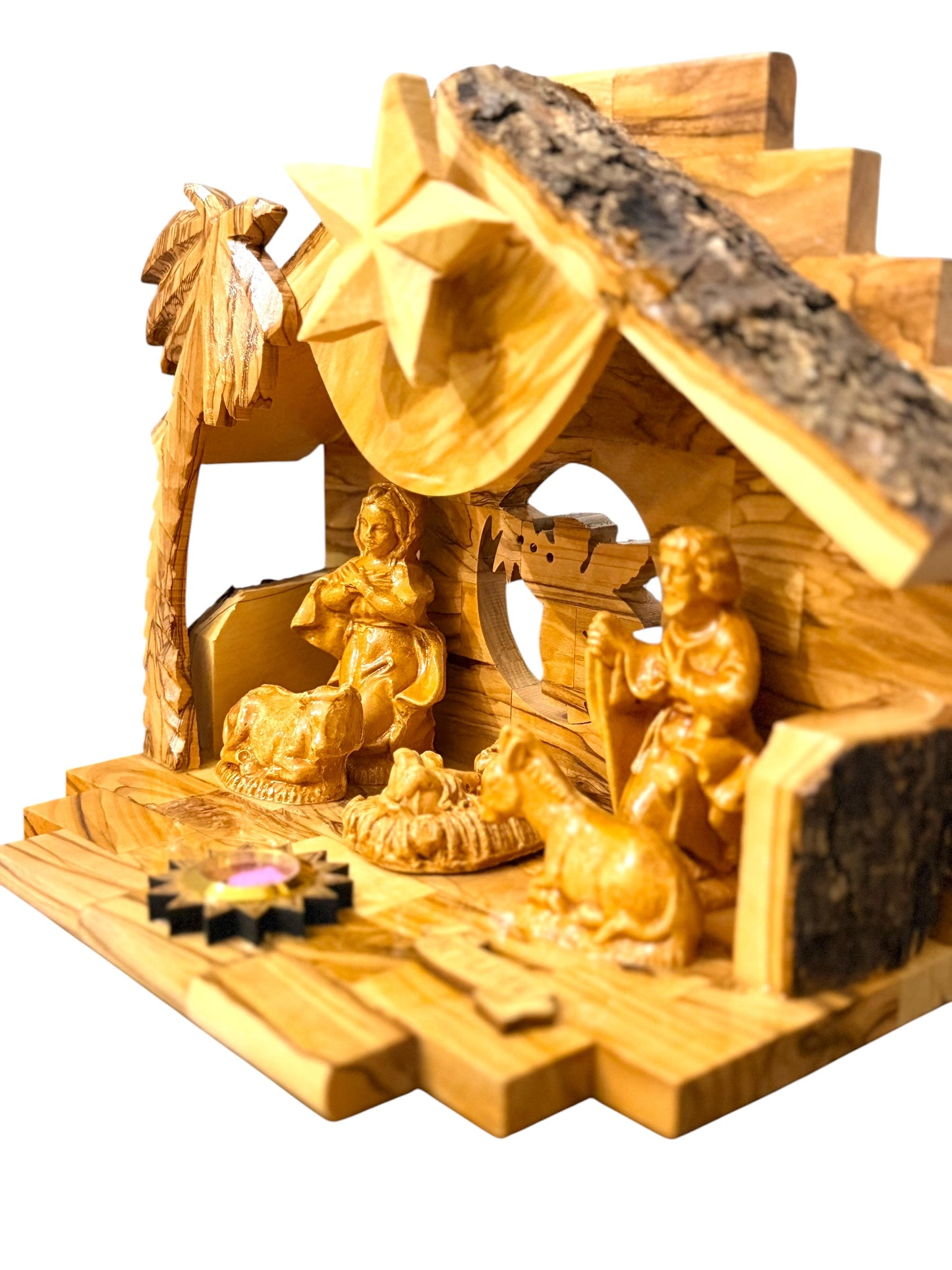 Olive Wood Musical Nativity Scene V-S