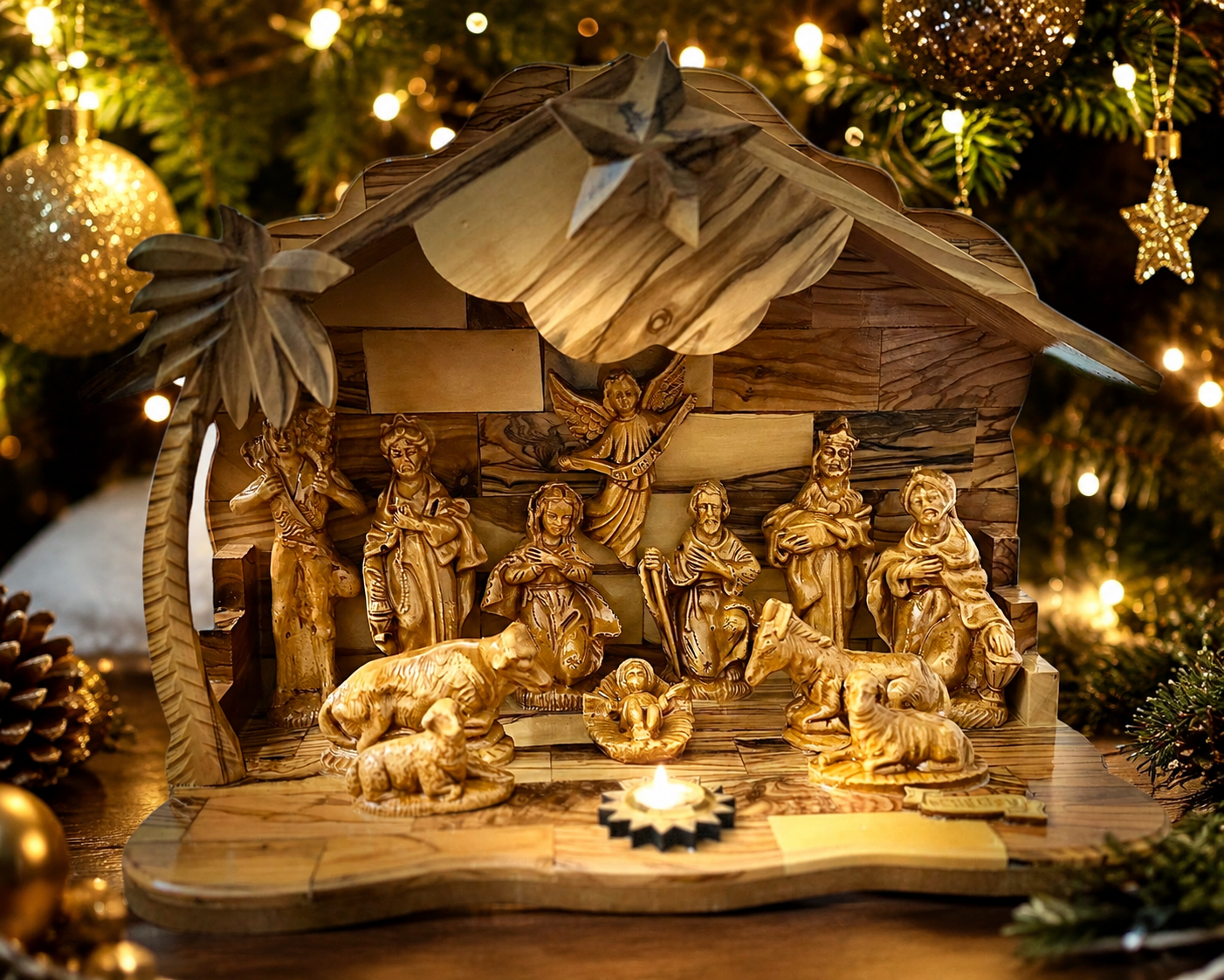 Olive Wood Musical Nativity Scene IV-P