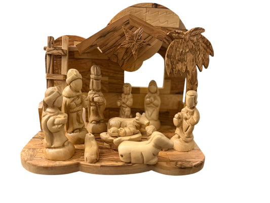 Olive Wood Musical Nativity Scene | Movable Plain Figures