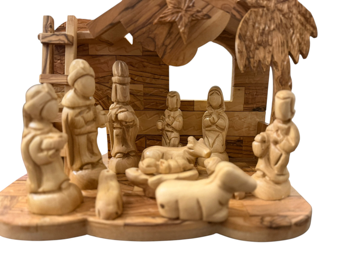 Olive Wood Musical Nativity Scene | Movable Plain Figures
