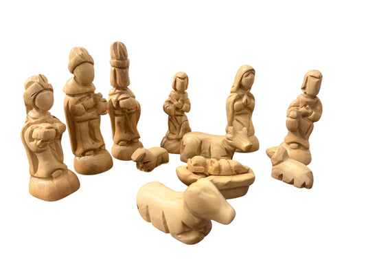 Olive Wood Nativity Set of Plain Figures | Holy Family
