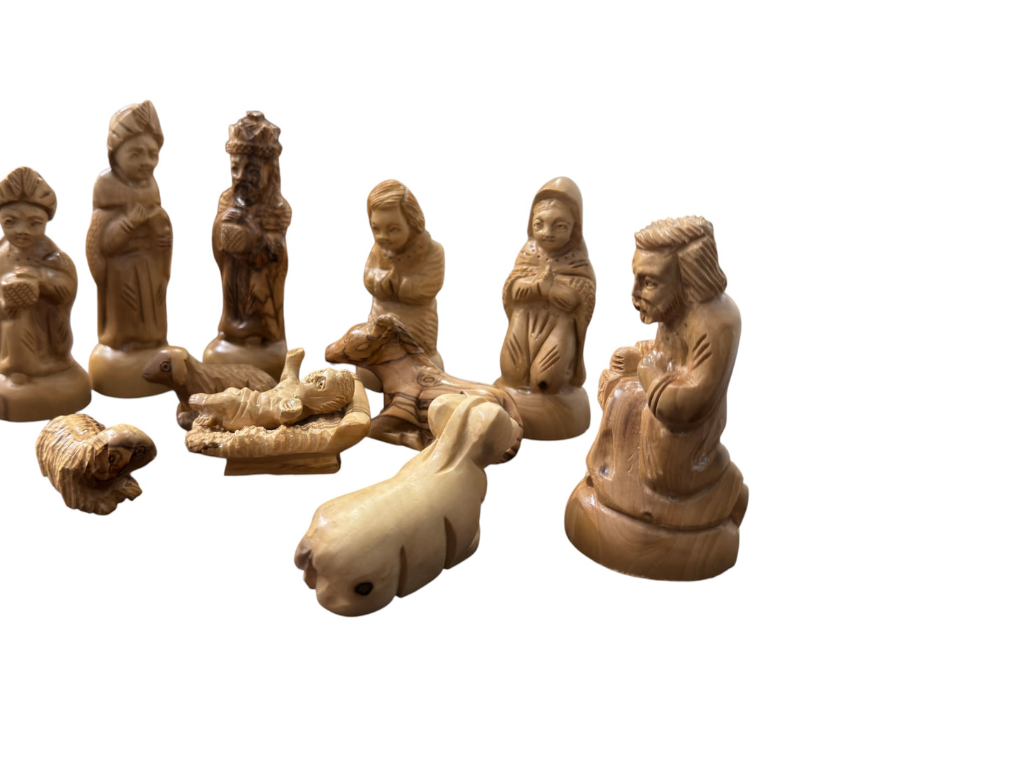 Olive Wood Nativity Set of Carved Figures | Holy Family