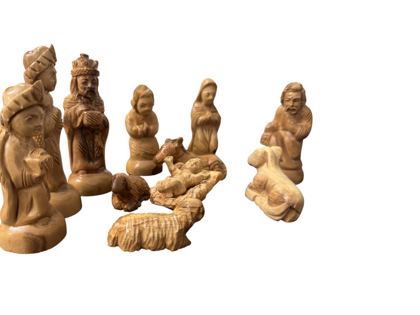 Olive Wood Nativity Set of Carved Figures | Holy Family