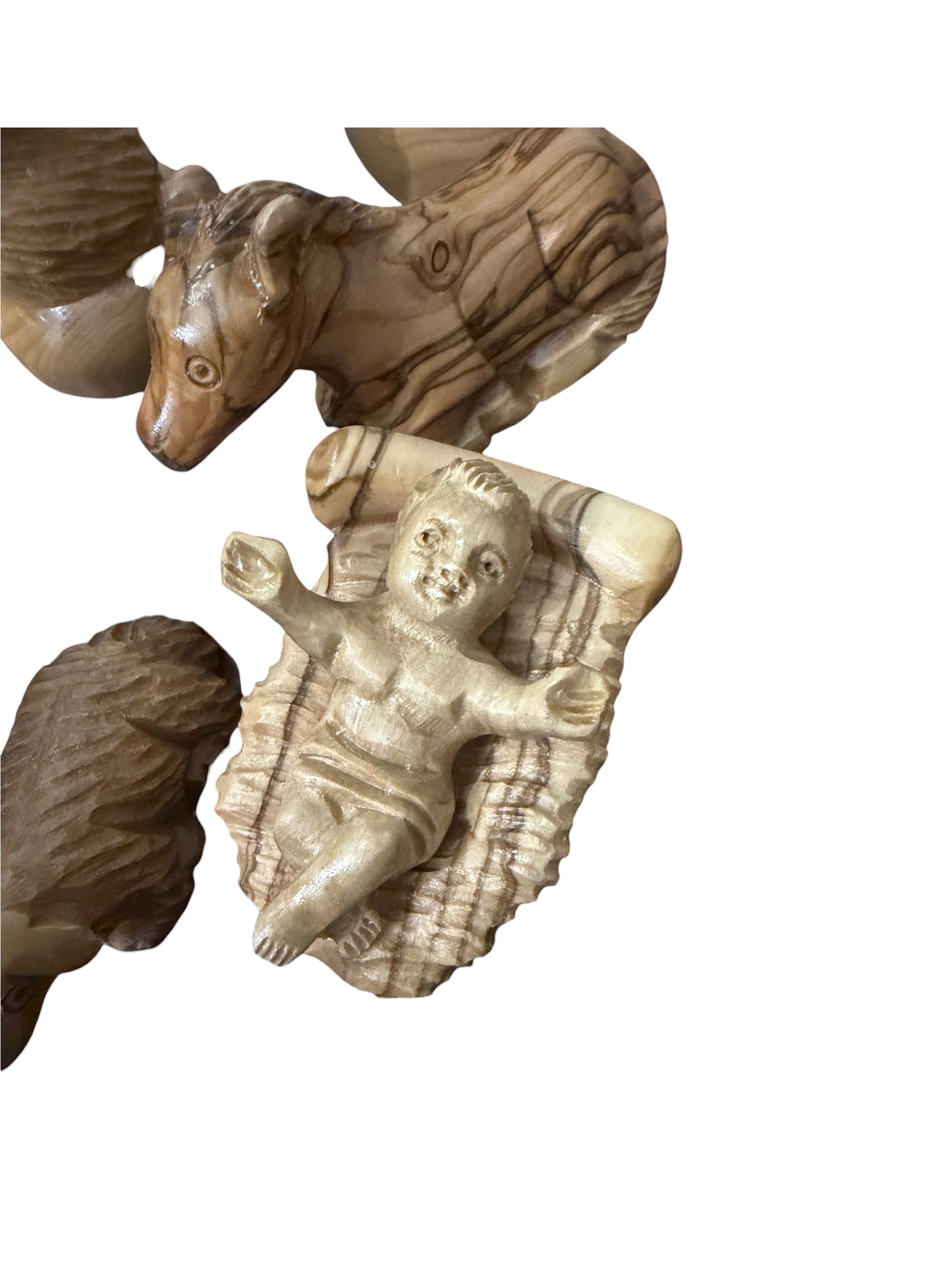 Olive Wood Nativity Set of Carved Figures | Holy Family