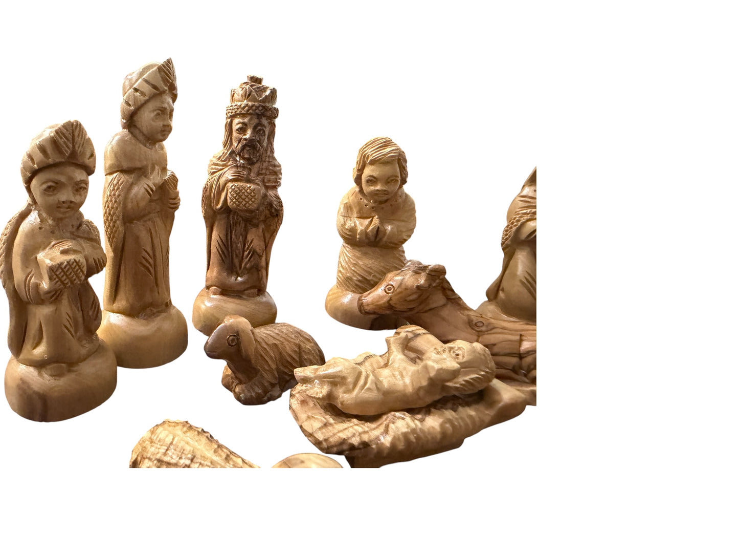 Olive Wood Nativity Set of Carved Figures | Holy Family