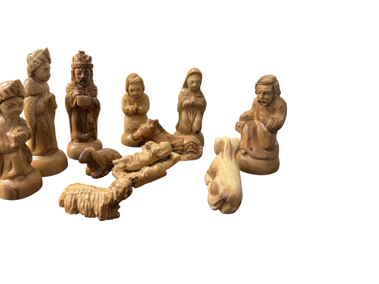Olive Wood Nativity Set of Carved Figures | Holy Family