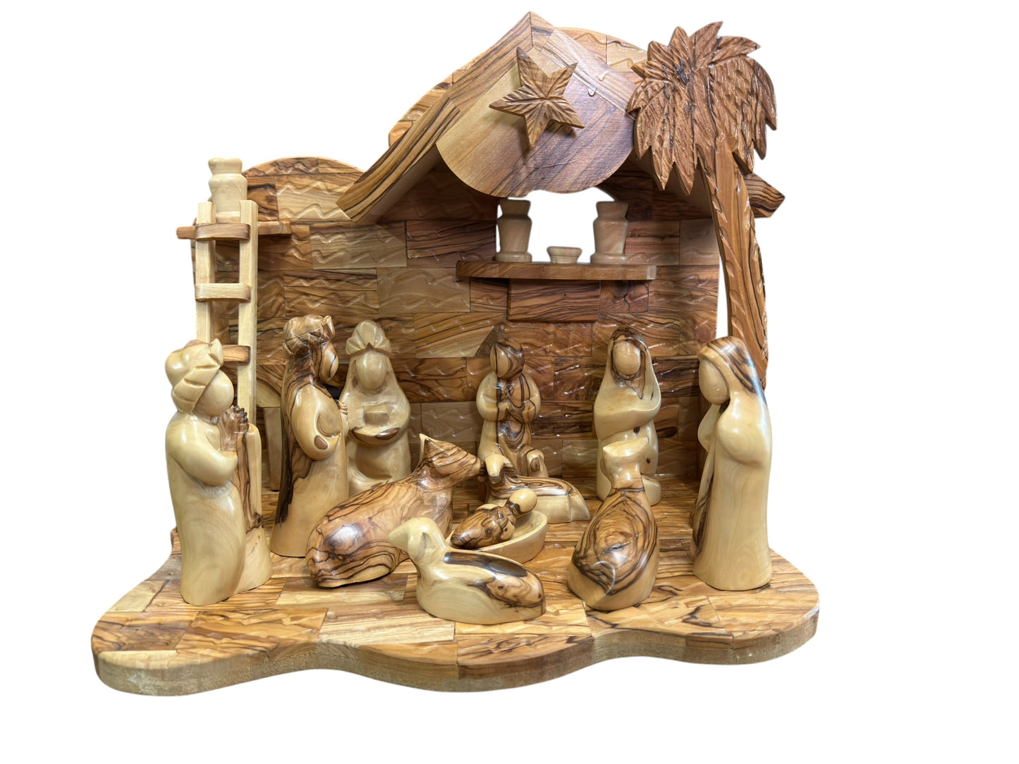 Olive Wood Musical Nativity Scene | Movable Plain Figures