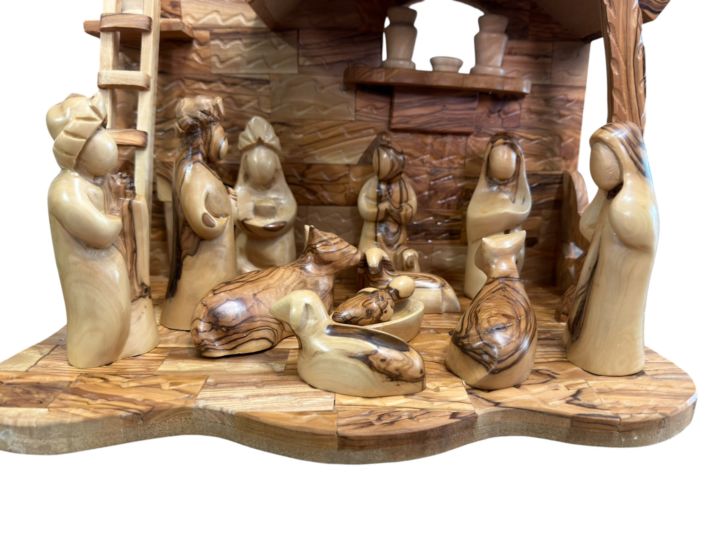 Olive Wood Musical Nativity Scene | Movable Plain Figures