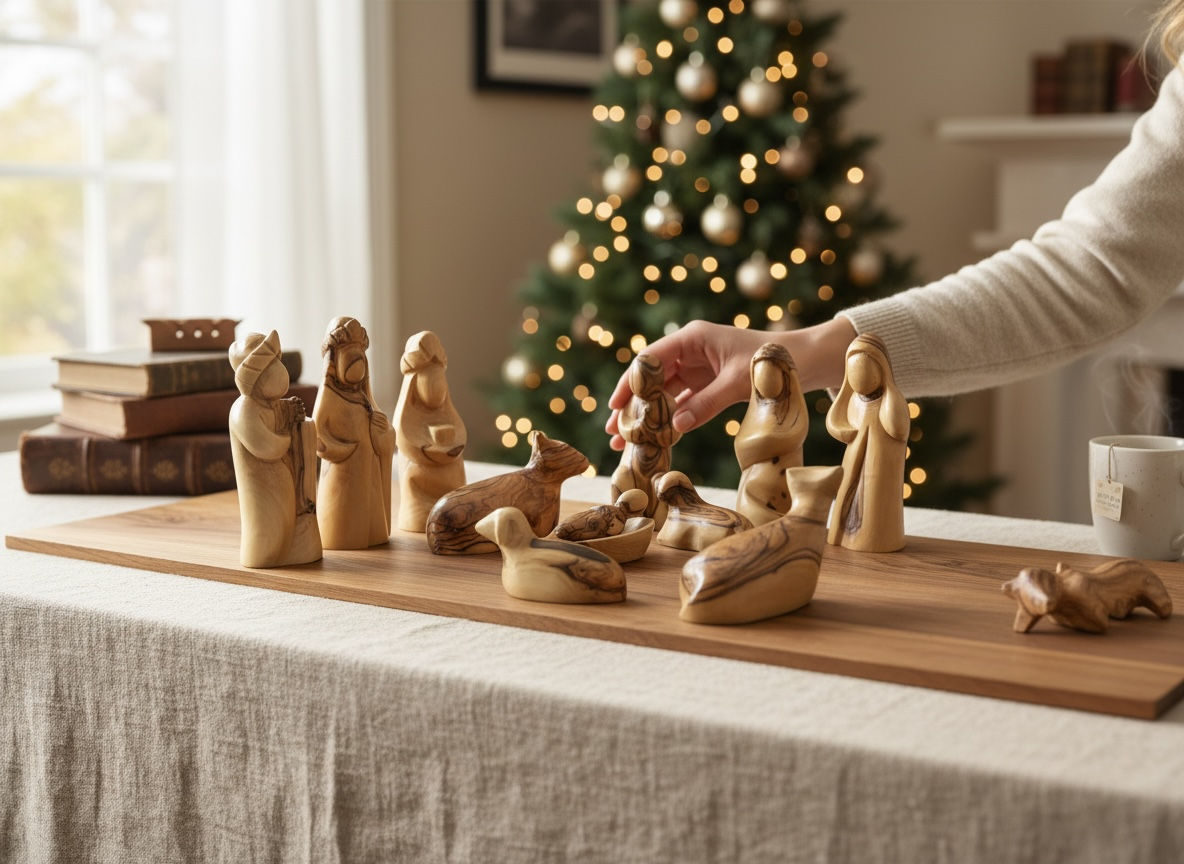 Olive Wood Nativity Set of Plain Figures | Holy Family