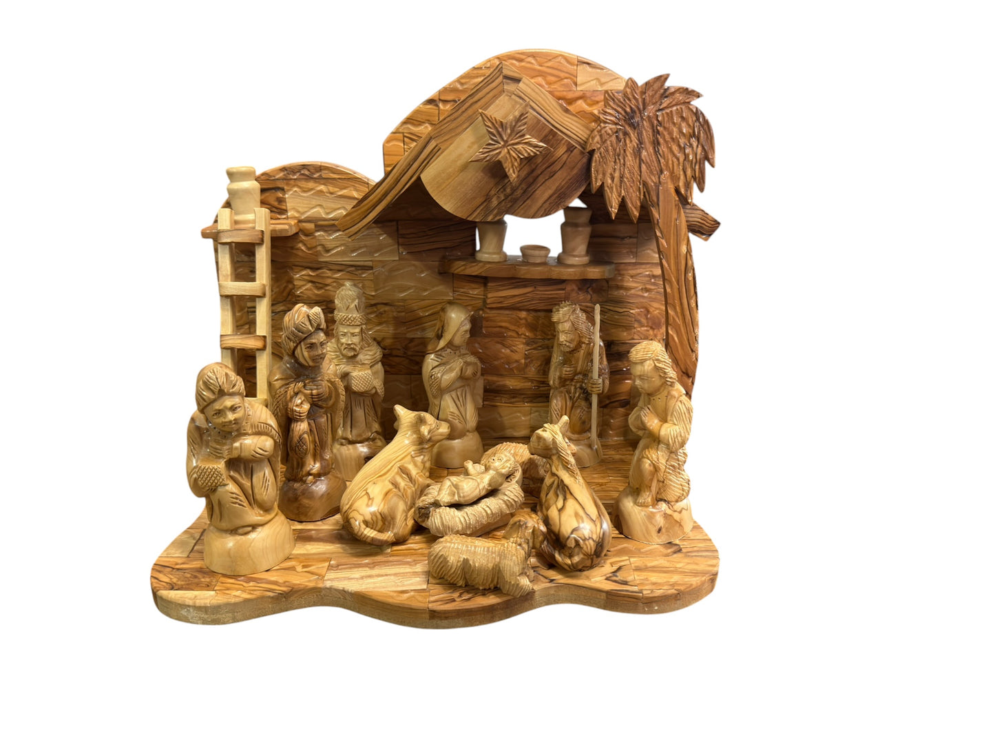 Olive Wood Musical Nativity Scene | Movable Carved Figures