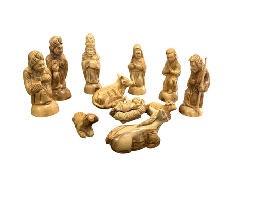 Olive Wood Nativity Set of Carved Figures | Holy Family