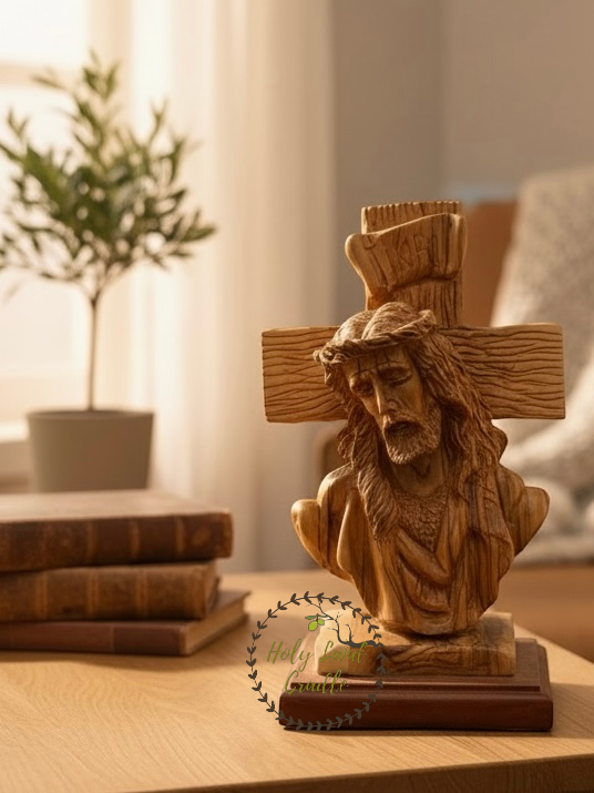 Jesus Christ Face & Bust on a Cross