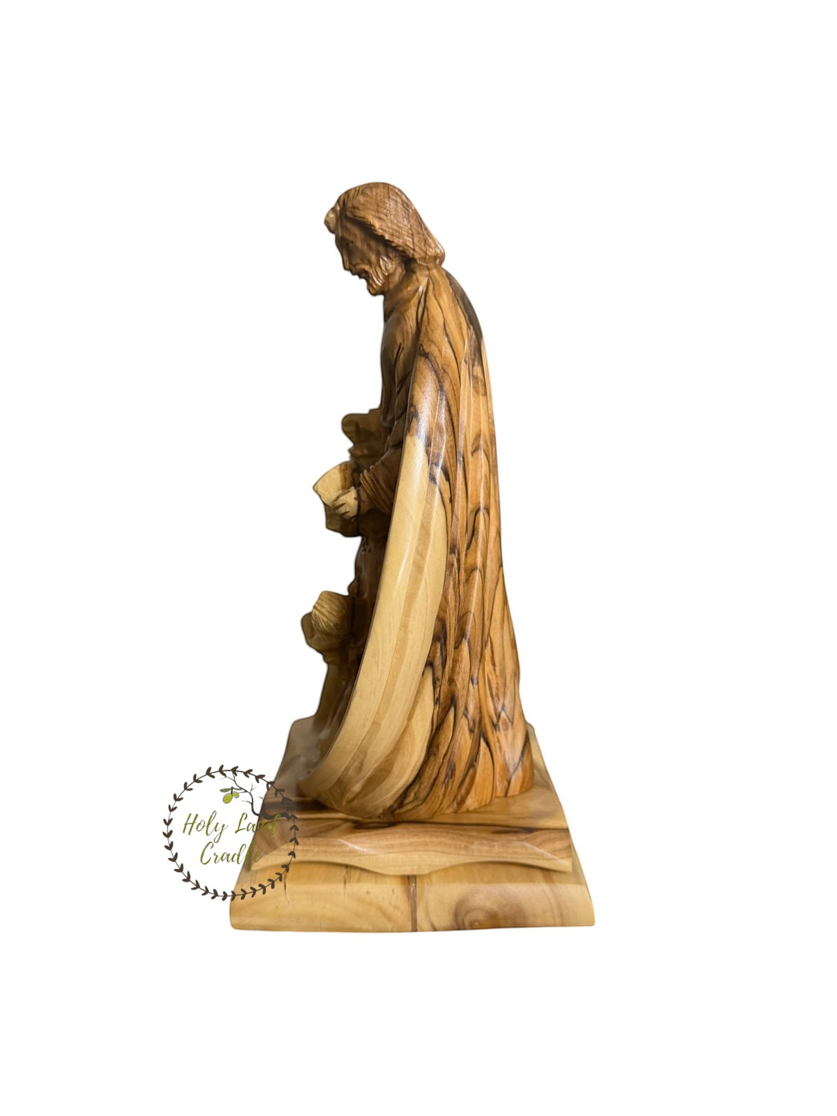 Masterfully Carved Holy Family with Detailed Faces and Lantern