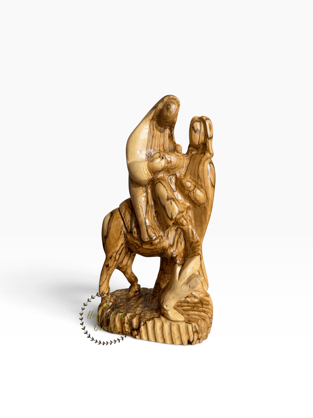 Olive Wood Faceless Holy Family Flight to Egypt - Holy Land Cradle