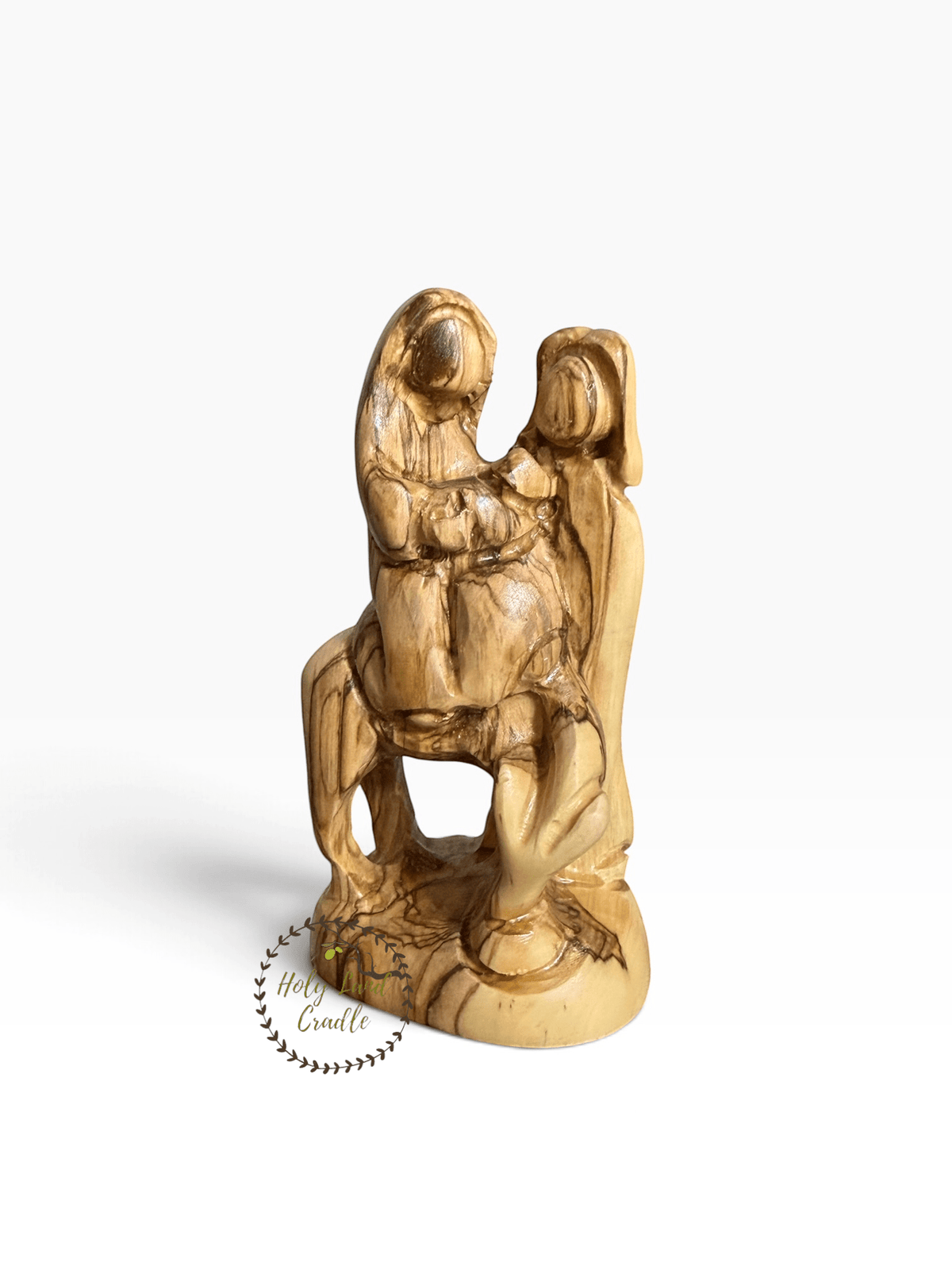 Olive Wood Faceless Holy Family Flight to Egypt - Holy Land Cradle