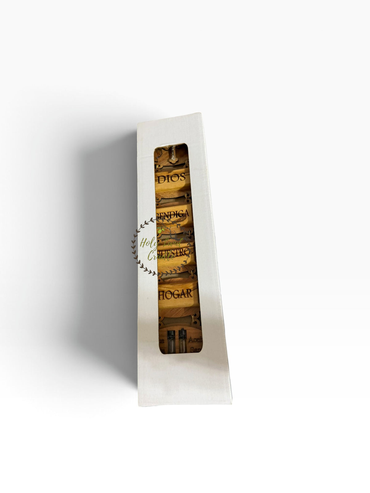 Olive Wood God Bless Our Home Wall Hanging with Holy Water & Holy Oil - Holy Land Cradle
