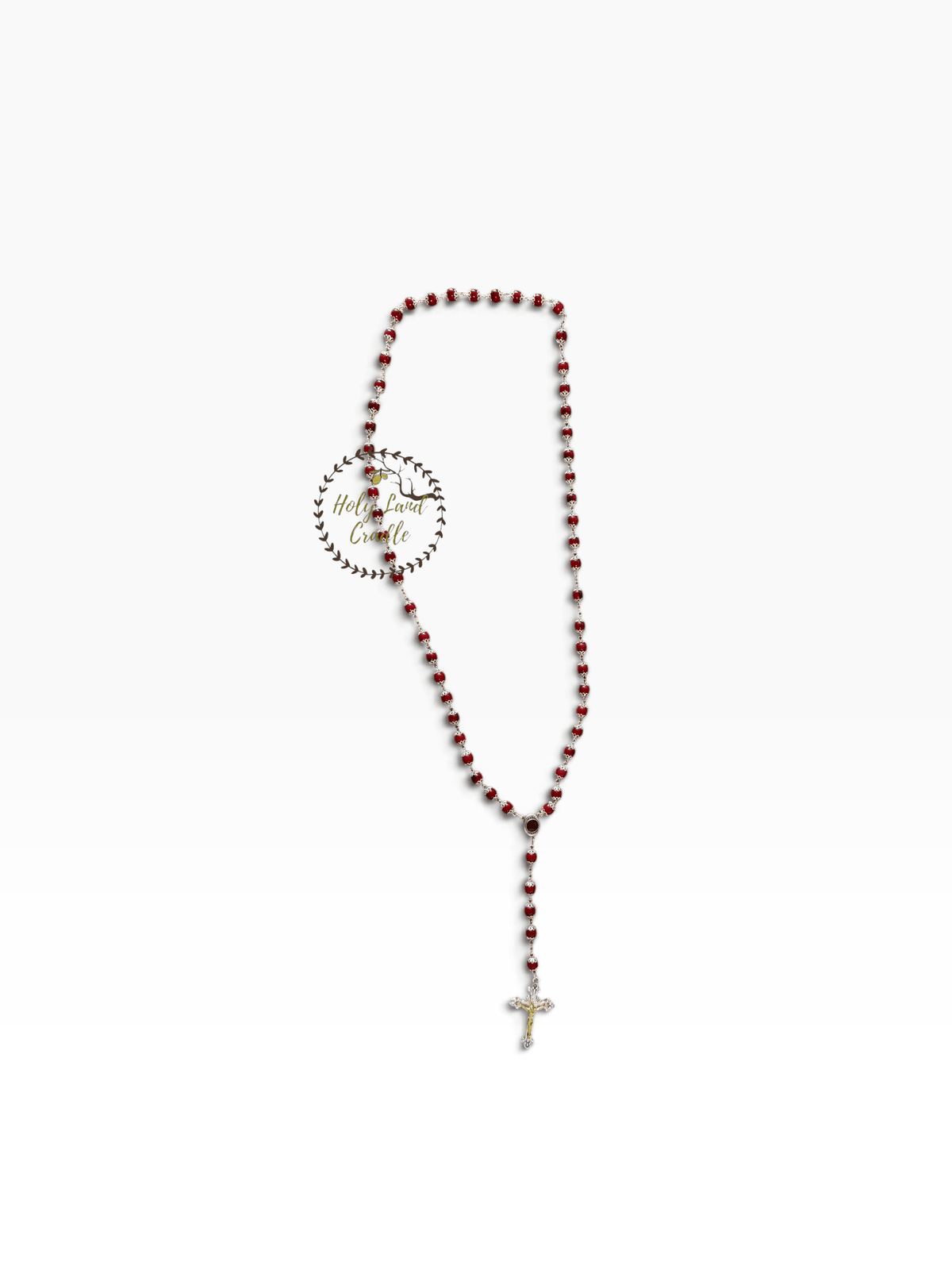 Rosary with Decorative Bead Caps & Holy Land Soil - Holy Land Cradle