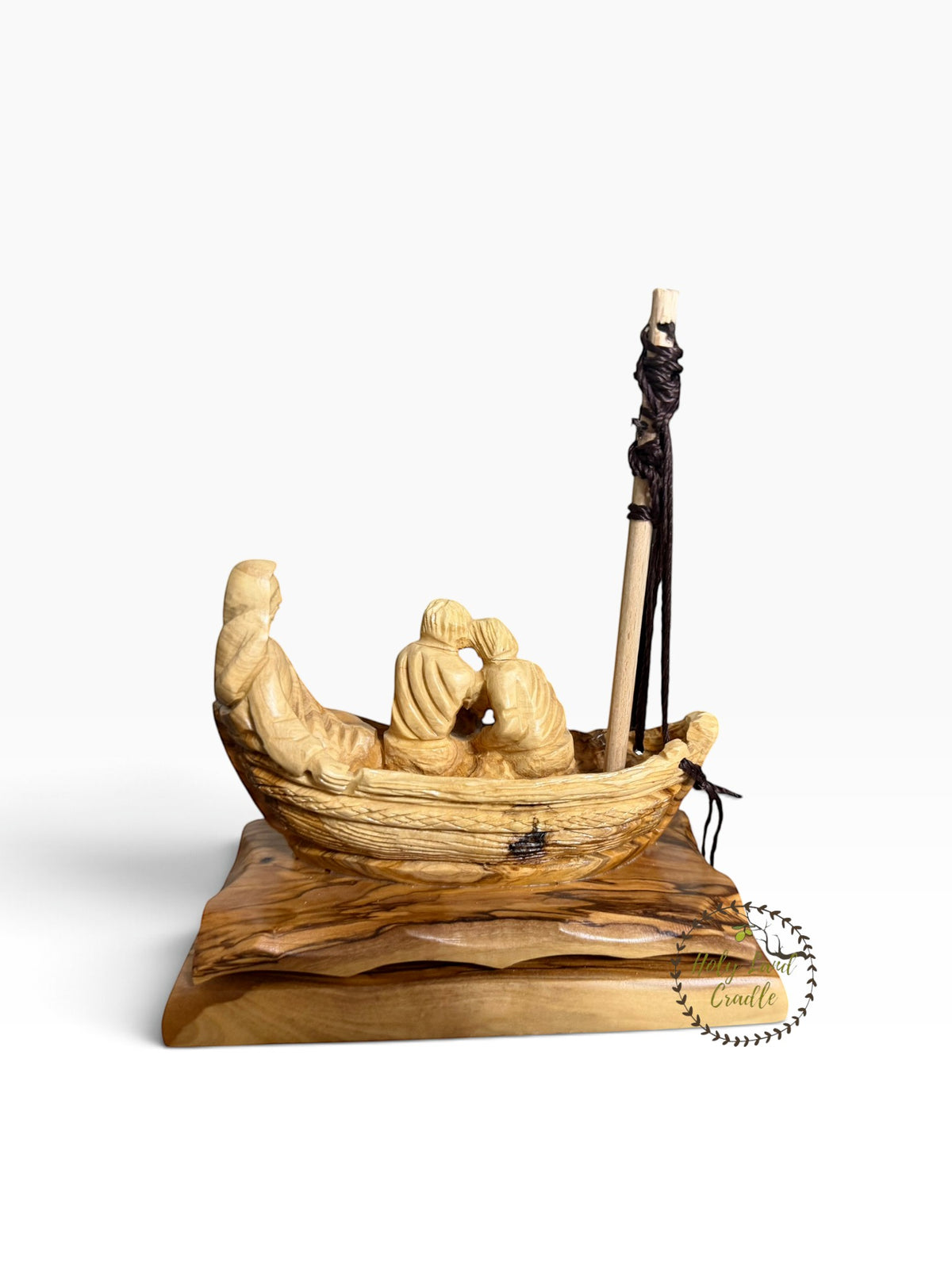 Masterfully Carved Olive Wood Fishers of Men — Jesus and the Fishermen - Holy Land Cradle