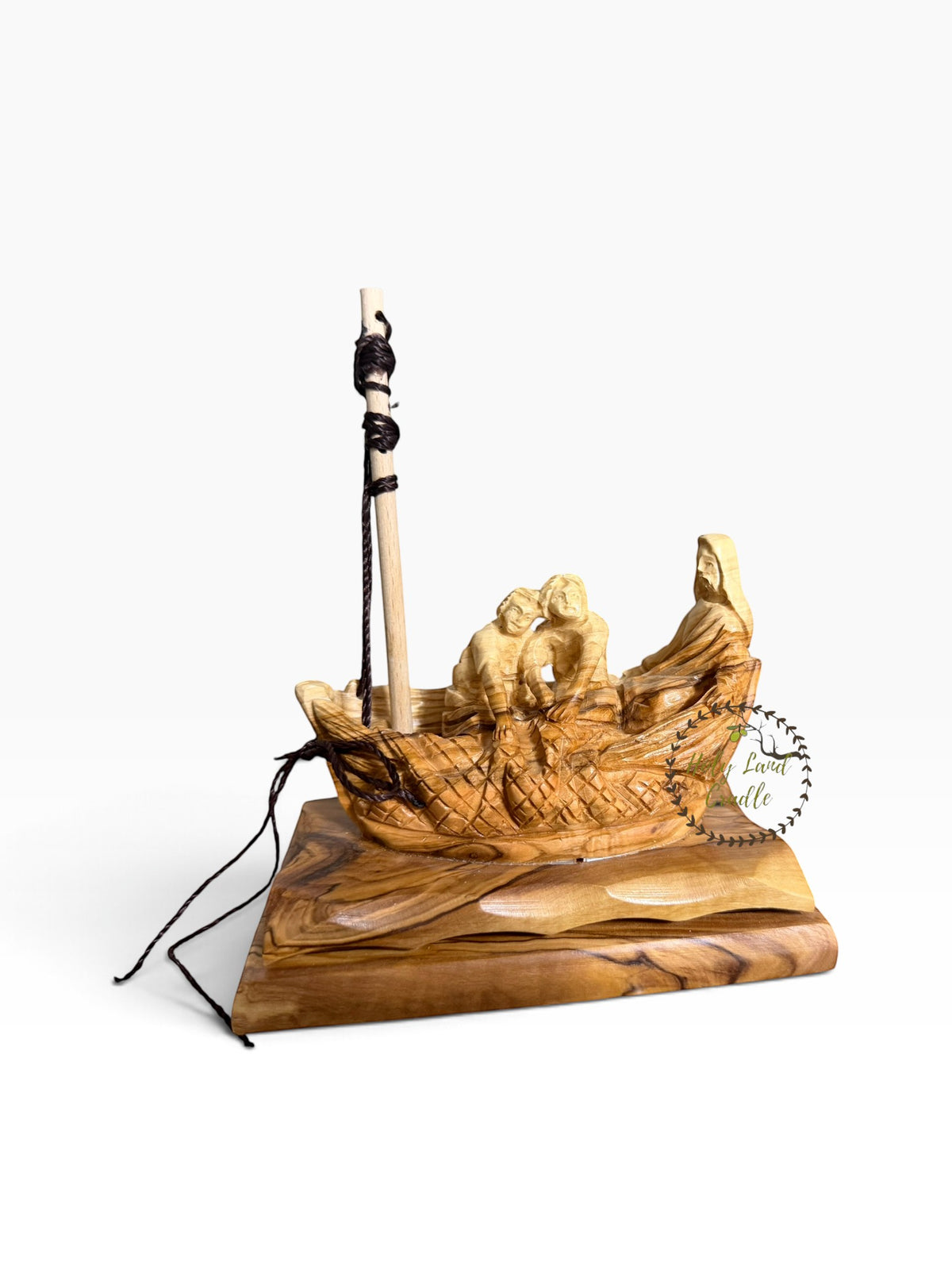 Masterfully Carved Olive Wood Fishers of Men — Jesus and the Fishermen - Holy Land Cradle