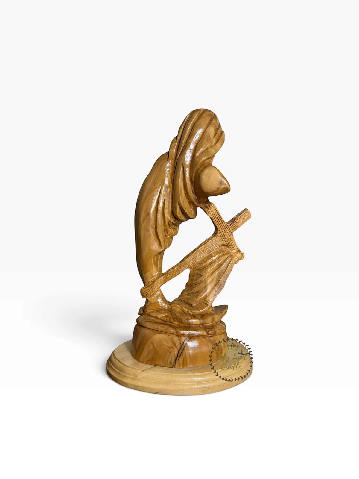 Hand-Carved Olive Wood Our Lady of Sorrows with Jesus Carrying the Cross - Holy Land Cradle