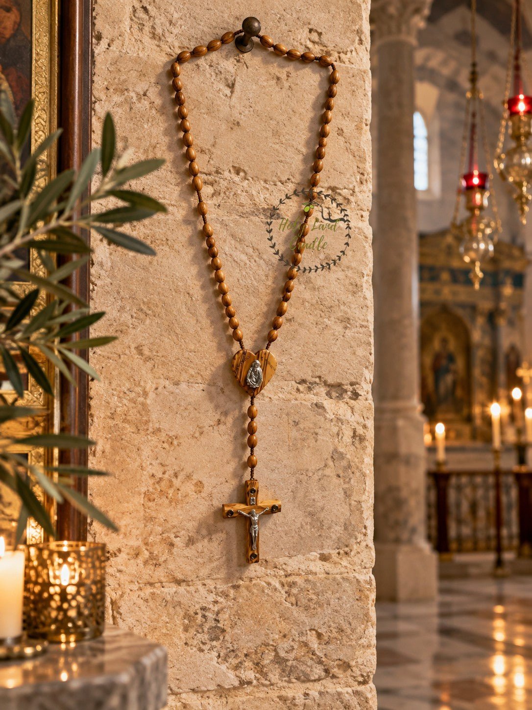 Holy Land Olive Wood Wall Rosary — God Bless Our Home - Holy Land Cradle