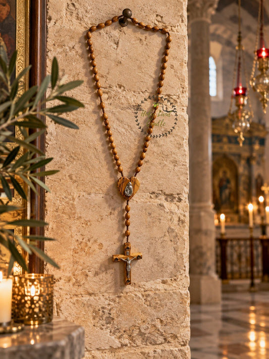 Holy Land Olive Wood Wall Rosary — God Bless Our Home - Holy Land Cradle